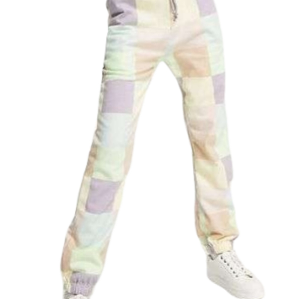NWT Daisy Street Relaxed Patchwork Pastel Sweatpants sz Small US 4